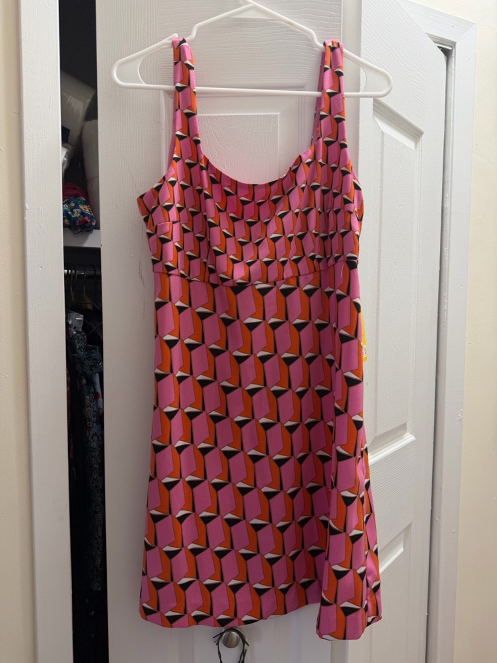 Diane Von Furstenberg Pink & Orange Geometric Silk Scarf